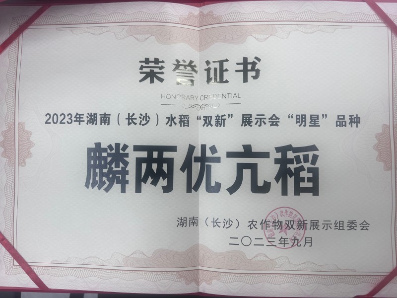 湖南(长沙)水稻“双新”展示会“明星”品种麟两优亢稻